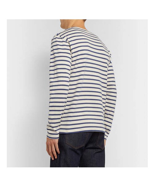 Armor lux（アルモーリュックス）の「Armor Lux Striped Cotton-Jersey T-Shirt（Tシャツ/カットソー・メンズ・White・M/XL）」の3枚目の写真