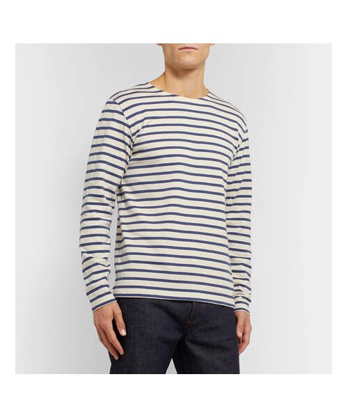 Armor lux（アルモーリュックス）の「Armor Lux Striped Cotton-Jersey T-Shirt（Tシャツ/カットソー・メンズ・White・M/XL）」の5枚目の写真