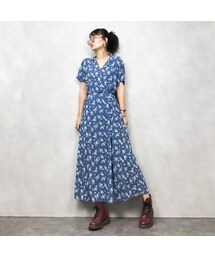 USED | L.L.Bean flower blue dress-461-8(ワンピース)