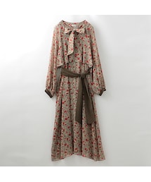 M/M ATTACHMENT | 【MMA】WOMEN 75d シフォン花柄プリント ロングワンピース LO92-636(ワンピース)