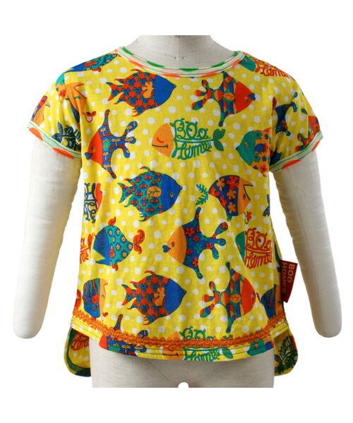 BOO HOMES（ブー オム）の「トリムショートスリーブTee（Angel Boo Fish柄）（トップス・キッズ・ライトブルー/イエロー・80cm/90cm/100cm/110cm/120cm/130cm）」の4枚目の写真