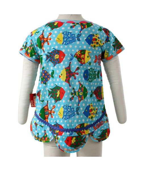 BOO HOMES（ブー オム）の「トリムショートスリーブTee（Angel Boo Fish柄）（トップス・キッズ・ライトブルー/イエロー・80cm/90cm/100cm/110cm/120cm/130cm）」の3枚目の写真