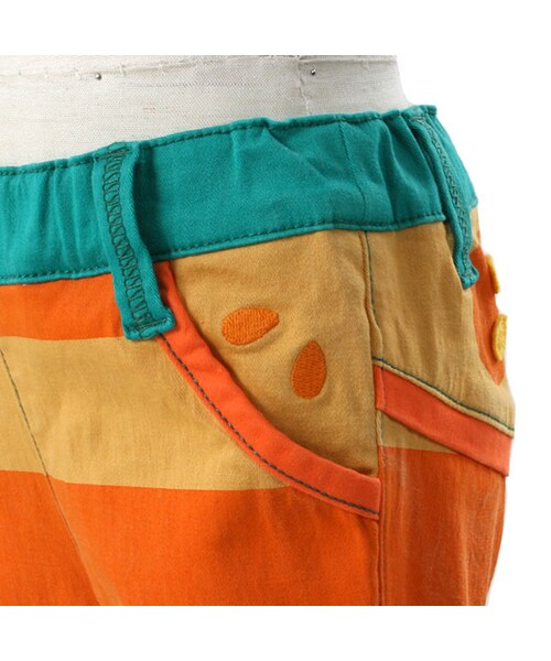 BOO HOMES（ブー オム）の「七分丈パンツ（フルーツボーダー）（パンツ・キッズ・グリーン/ナチュラル/イエロー・80cm/90cm/100cm/110cm/120cm/130cm）」の15枚目の写真