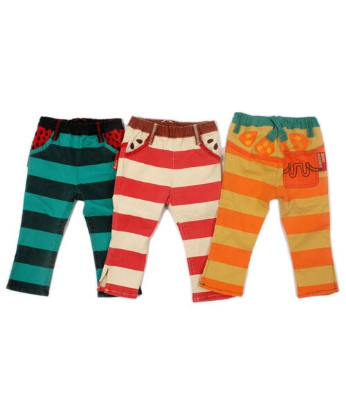 BOO HOMES（ブー オム）の「七分丈パンツ（フルーツボーダー）（パンツ・キッズ・グリーン/ナチュラル/イエロー・80cm/90cm/100cm/110cm/120cm/130cm）」の10枚目の写真