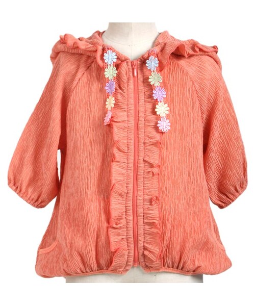 BOO HOMES（ブー オム）の「Girl's ジップ Up ジャケット（お花レース）（トップス・キッズ・グレー/ピンク・XS(80~90cm)/S(100~110cm)/M(120~130cm)）」の6枚目の写真