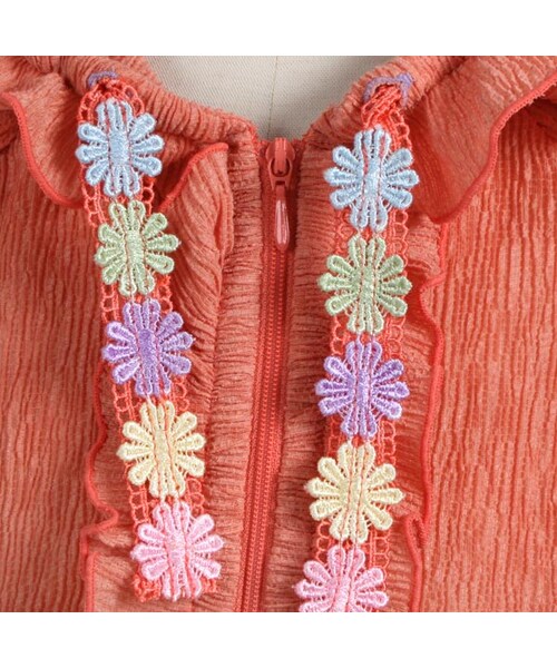 BOO HOMES（ブー オム）の「Girl's ジップ Up ジャケット（お花レース）（トップス・キッズ・グレー/ピンク・XS(80~90cm)/S(100~110cm)/M(120~130cm)）」の9枚目の写真