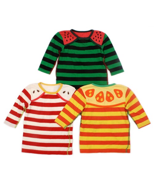 BOO HOMES(ブー オム)の「七分袖Tee(フルーツボーダー)(トップス・キッズ・グリーン/ナチュラル/イエロー・80cm/90cm/100cm/110cm/120cm/130cm/140cm)」の13枚目の写真