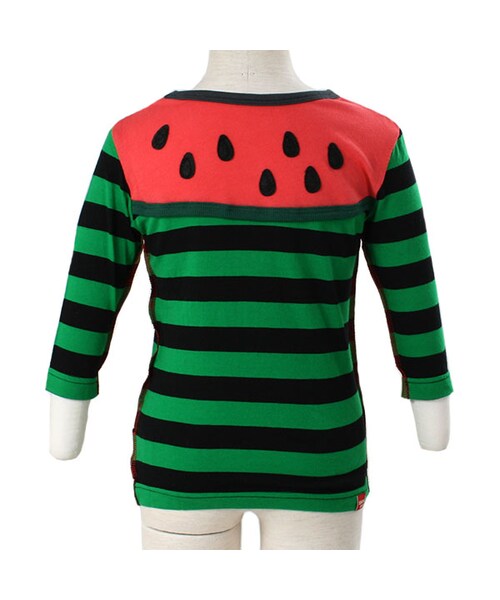 BOO HOMES(ブー オム)の「七分袖Tee(フルーツボーダー)(トップス・キッズ・グリーン/ナチュラル/イエロー・80cm/90cm/100cm/110cm/120cm/130cm/140cm)」の7枚目の写真