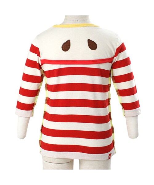 BOO HOMES(ブー オム)の「七分袖Tee(フルーツボーダー)(トップス・キッズ・グリーン/ナチュラル/イエロー・80cm/90cm/100cm/110cm/120cm/130cm/140cm)」の3枚目の写真