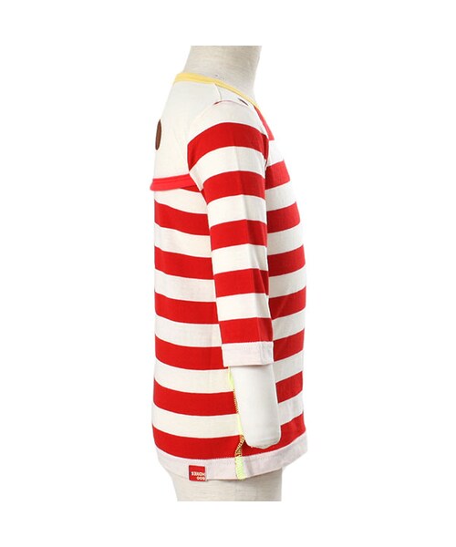 BOO HOMES(ブー オム)の「七分袖Tee(フルーツボーダー)(トップス・キッズ・グリーン/ナチュラル/イエロー・80cm/90cm/100cm/110cm/120cm/130cm/140cm)」の2枚目の写真