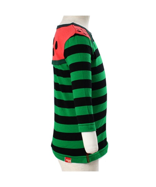 BOO HOMES(ブー オム)の「七分袖Tee(フルーツボーダー)(トップス・キッズ・グリーン/ナチュラル/イエロー・80cm/90cm/100cm/110cm/120cm/130cm/140cm)」の6枚目の写真