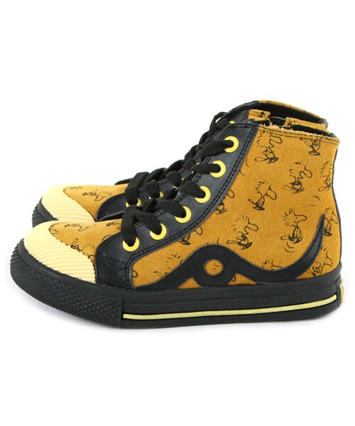 BOO SHOES（ブー シューズ）の「レザーハイカットスニーカー（PEANUTS）（シューズ・キッズ・ブラック/イエロー・15cm/16cm/17cm/18cm/19cm/20cm/21cm）」の5枚目の写真