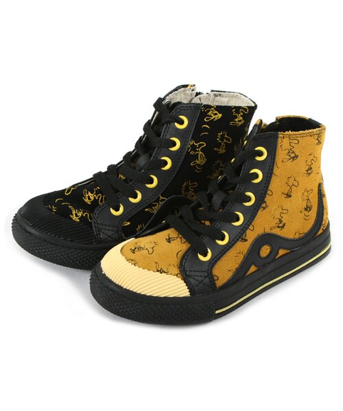 BOO SHOES（ブー シューズ）の「レザーハイカットスニーカー（PEANUTS）（シューズ・キッズ・ブラック/イエロー・15cm/16cm/17cm/18cm/19cm/20cm/21cm）」の7枚目の写真
