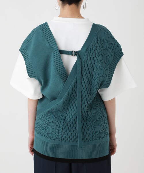 STUDIOUS（ステュディオス）の「オーバーラップケーブルニットベスト  