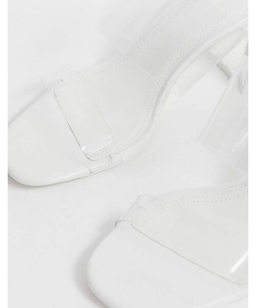 Bershka clear kitten heel sandals in white