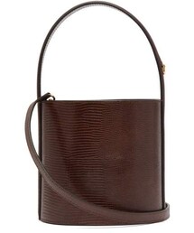 STAUD | Staud - Bissett Lizard Effect Leather Bucket Bag - Womens - Brown(ショルダーバッグ)