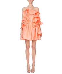 Marc Jacobs Strapless Ruffled Rosette Silk Cocktail Dress