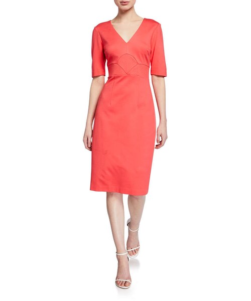 TRINA TURK（トリーナターク）の「Trina Turk Ashton VNeck ElbowSleeve Scuba Dress