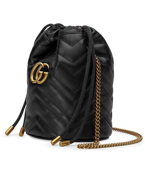 GUCCI（グッチ）の「Gucci GG Marmont 2.0 Mini Leather Bucket Bag（ショルダーバッグ・レディース・Beige/Red/Black・One Size）」の5枚目の写真