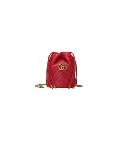 GUCCI（グッチ）の「Gucci GG Marmont 2.0 Mini Leather Bucket Bag（ショルダーバッグ・レディース・Beige/Red/Black・One Size）」の3枚目の写真