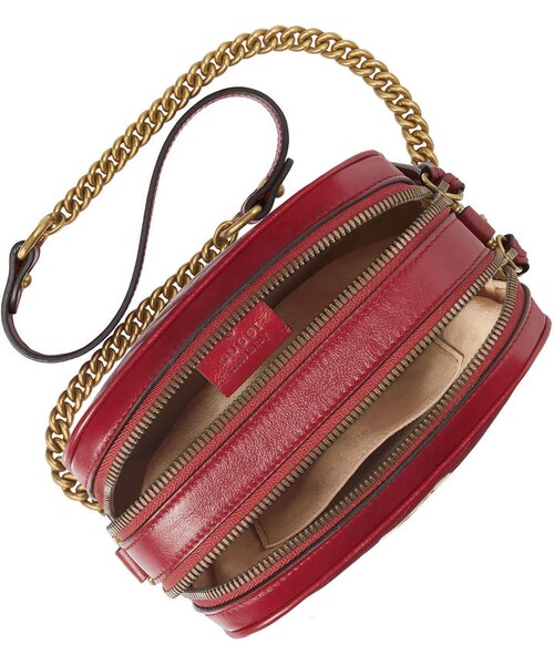GUCCI（グッチ）の「Gucci GG Marmont Tall Chevron Leather Crossbody Bag（ショルダーバッグ・レディース・Black/Red・One Size）」の4枚目の写真