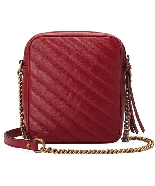 GUCCI（グッチ）の「Gucci GG Marmont Tall Chevron Leather Crossbody Bag（ショルダーバッグ・レディース・Black/Red・One Size）」の3枚目の写真