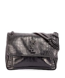 Saint Laurent | Saint Laurent Niki Medium YSL Monogram Crocodile-Embossed Chain Shoulder Bag(ショルダーバッグ)