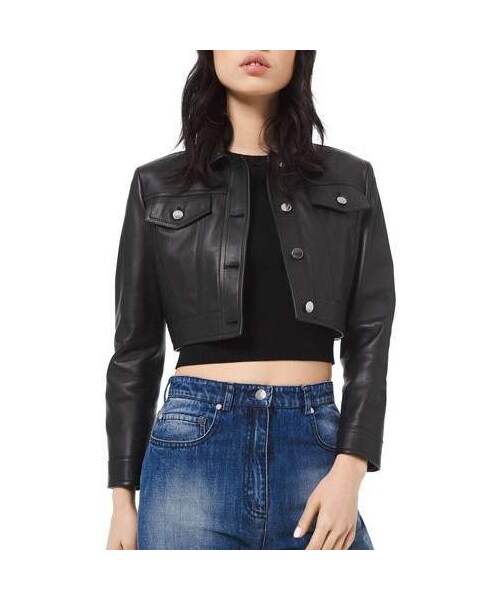 MICHAEL KORS（マイケルコース）の「Michael Kors Collection Cropped Leather Jacket