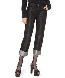 Michael Kors Collection Shimmer-Cuff Straight-Leg Jeans