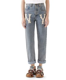 Gucci High-Waist 80s Fit NY Yankees MLB Patch Denim Jeans