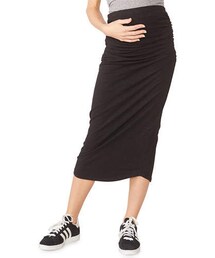 Monrow Maternity Shirred Midi Skirt