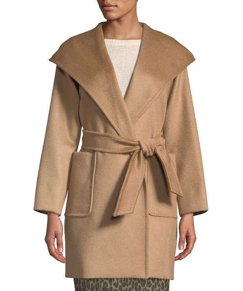 RIALTO【Max Mara】 コート リアルト] ピュア キャメル フーデット コート, black | 