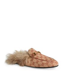 Gucci Princetown Fur-Lined GG Mule Loafers