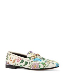 Gucci Floral Canvas Flat Loafers