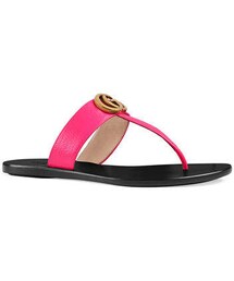 Gucci Flat Neon Leather Thong Sandals