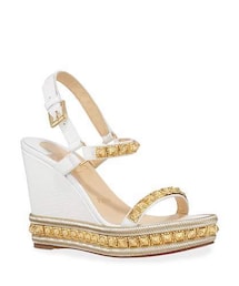 Christian Louboutin | Christian Louboutin Pyraclou Studded Wedge Red Sole Espadrilles(サンダル)
