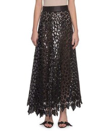 Marc Jacobs Sequined Leaf Lace Midi Skirt