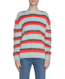 Marc Jacobs Striped Fuzzy-Silk Crewneck Sweater