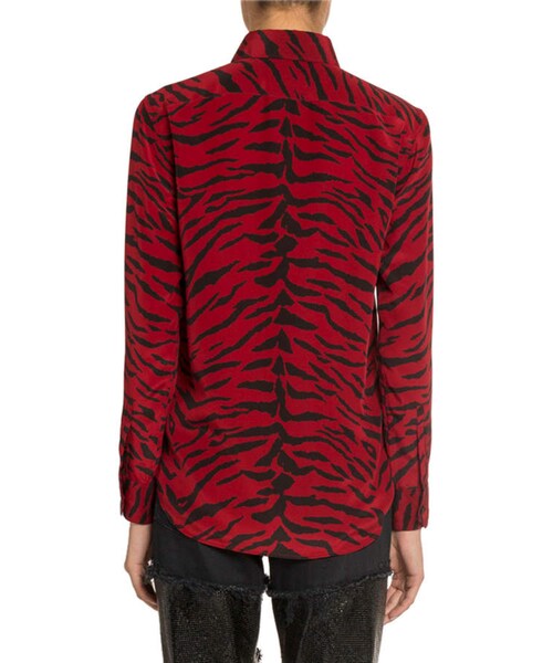 Saint Laurent(サンローラン)の「Saint Laurent Zebra-Print Long-Sleeve Blouse(シャツ/ブラウス・レディース・Red・44 Fr (12 Us)/40 Fr (8 Us)/38 Fr (6 Us)/42 Fr (10 Us))」の2枚目の写真