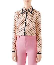 Gucci Heart-Clover Silk Twill Shirt