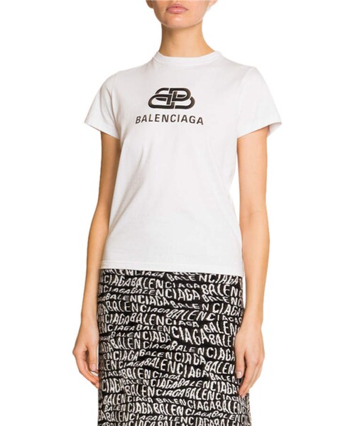 BALENCIAGA（バレンシアガ）の「Balenciaga Short-Sleeve Logo T-Shirt（Tシャツ/カットソー・レディース・White・X-large/X-small/Small/Large/Medium）」の3枚目の写真