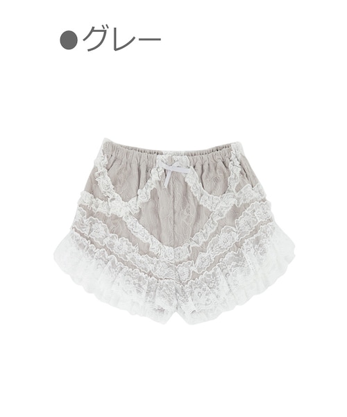 Bobon21（ボボンニジュウイチ）の「ガーリーレースフリルショーパン-全３色（その他パンツ・レディース・ホワイト/グレー/ピンク・Ｓ/M）」の2枚目の写真