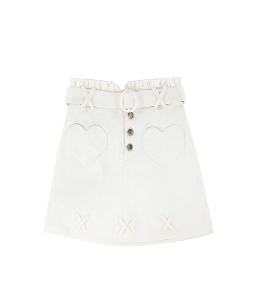 Bobon21（ボボンニジュウイチ）の「ハートポケットデニムスカート-全３色-（デニムスカート・レディース・ピンク/ホワイト/ベージュ・Ｓ/M/Ｌ/S）」の2枚目の写真