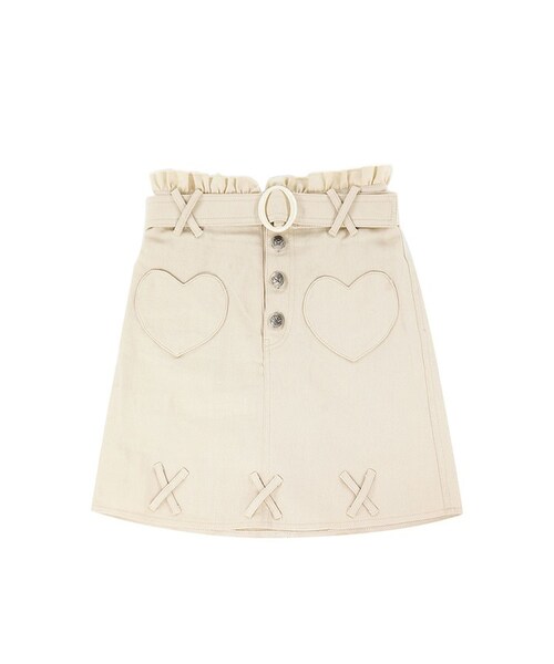 Bobon21（ボボンニジュウイチ）の「ハートポケットデニムスカート-全３色-（デニムスカート・レディース・ピンク/ホワイト/ベージュ・Ｓ/M/Ｌ/S）」の3枚目の写真