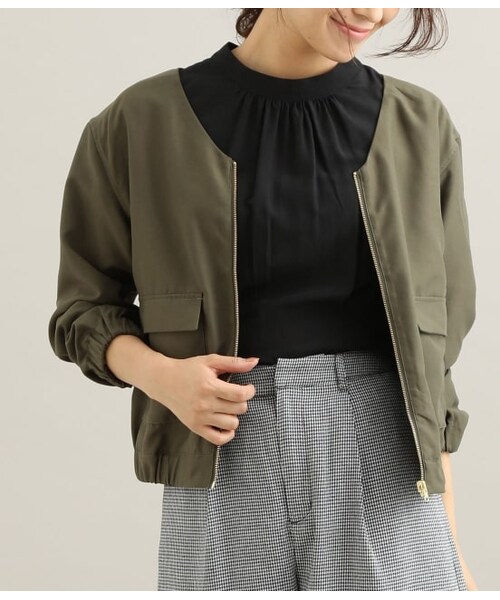 VIS（ビス）の「リバーシブルVネックブルゾン（ジャケット/アウター・レディース・ブラック/キャメル/カーキ・F）」の3枚目の写真