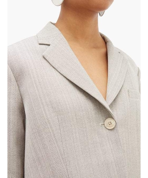 ウール★オープンバック★ステッチ★ジャンプスーツ★ JACQUEMUS OPEN-BACK SEERSUCKER WIDE-LEG JUMPSUIT オープンバックワイド