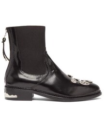 TOGA | Toga - Western Badge Embellished Leather Chelsea Boots - Womens - Black (ブーツ)
