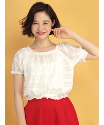 w closet | シアーチェックシャーリング半袖プルオーバー(トップス)