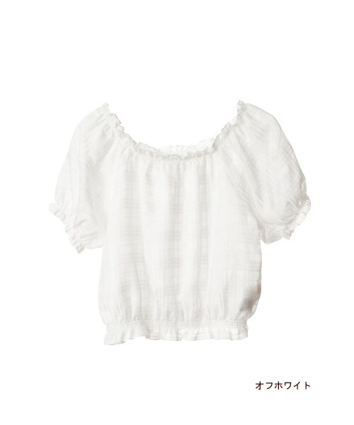 w closet（ダブルクローゼット）の「シアーチェックシャーリング半袖プルオーバー（トップス・レディース・オフホワイト/ネイビー・FREE）」の2枚目の写真