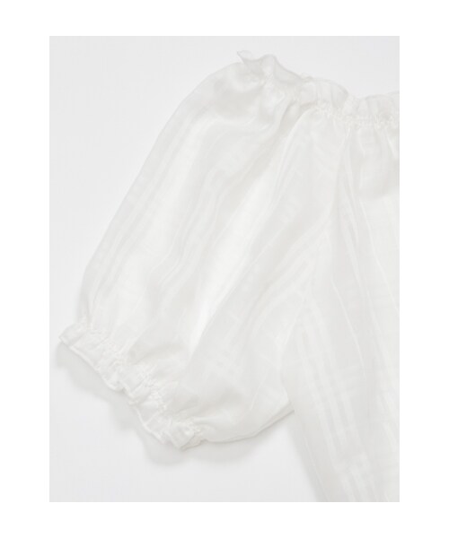 w closet（ダブルクローゼット）の「シアーチェックシャーリング半袖プルオーバー（トップス・レディース・オフホワイト/ネイビー・FREE）」の7枚目の写真